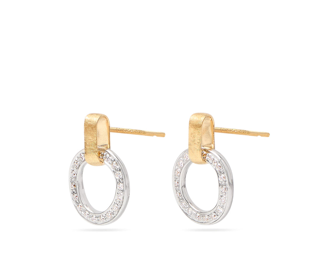 18K Yellow Gold Flat-Link Diamond Stud Earrings