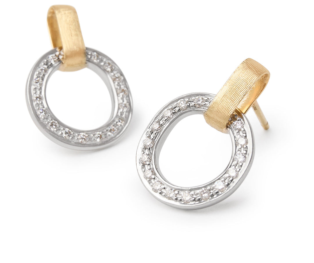 18K Yellow Gold Flat-Link Diamond Stud Earrings