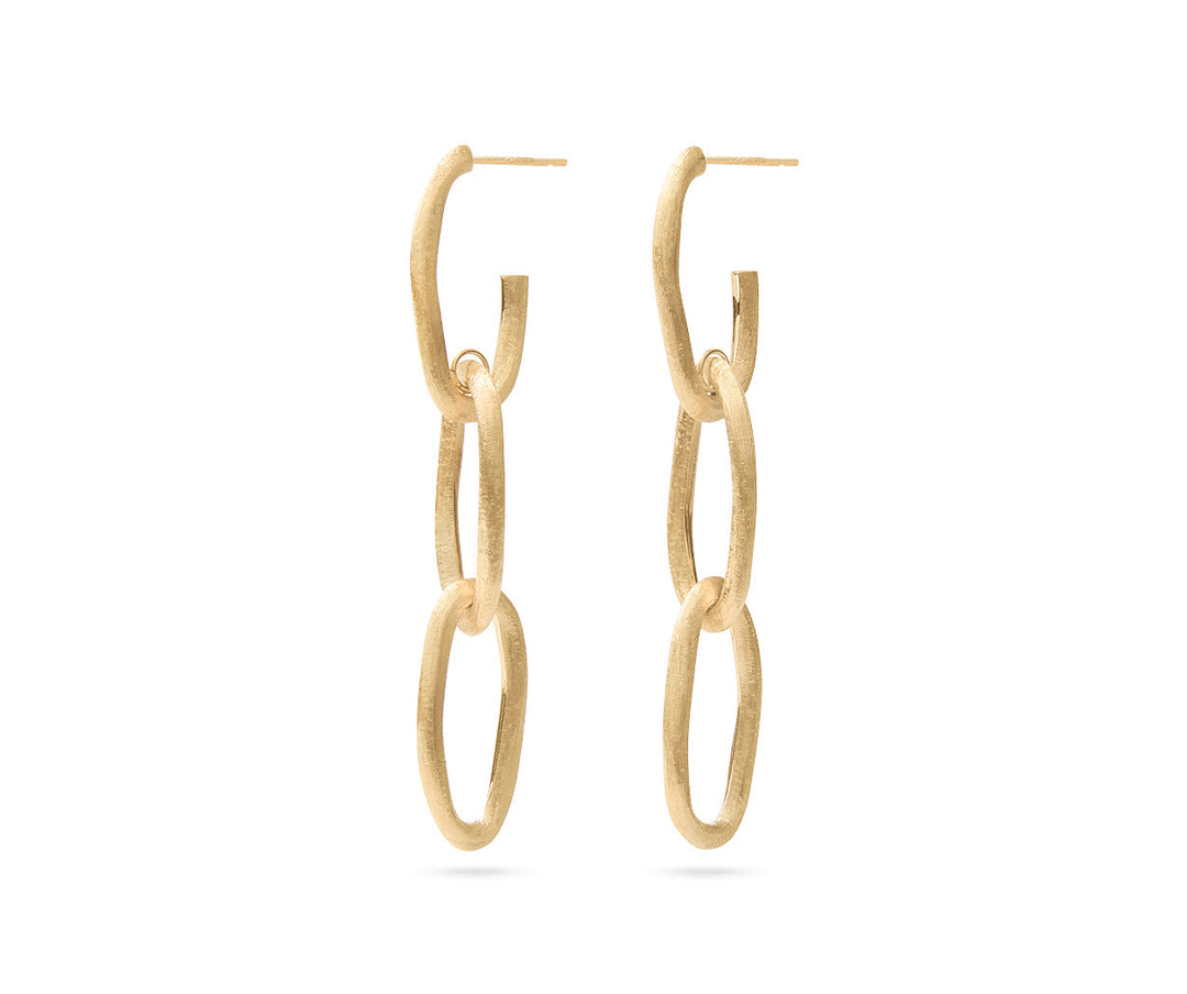 18K Yellow Gold Triple Link Drop Earrings