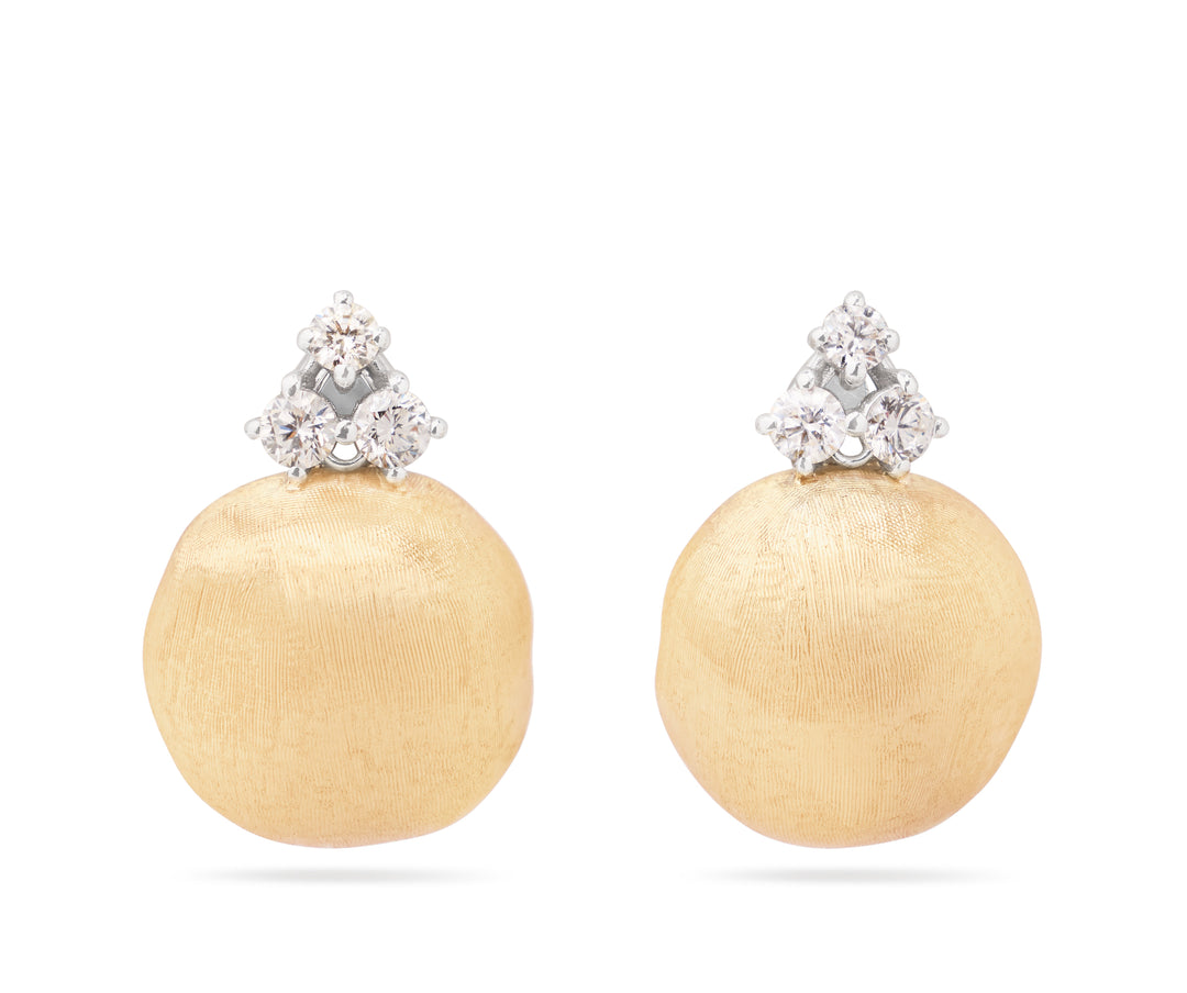 18K Yellow Gold Stud Earrings With Diamonds