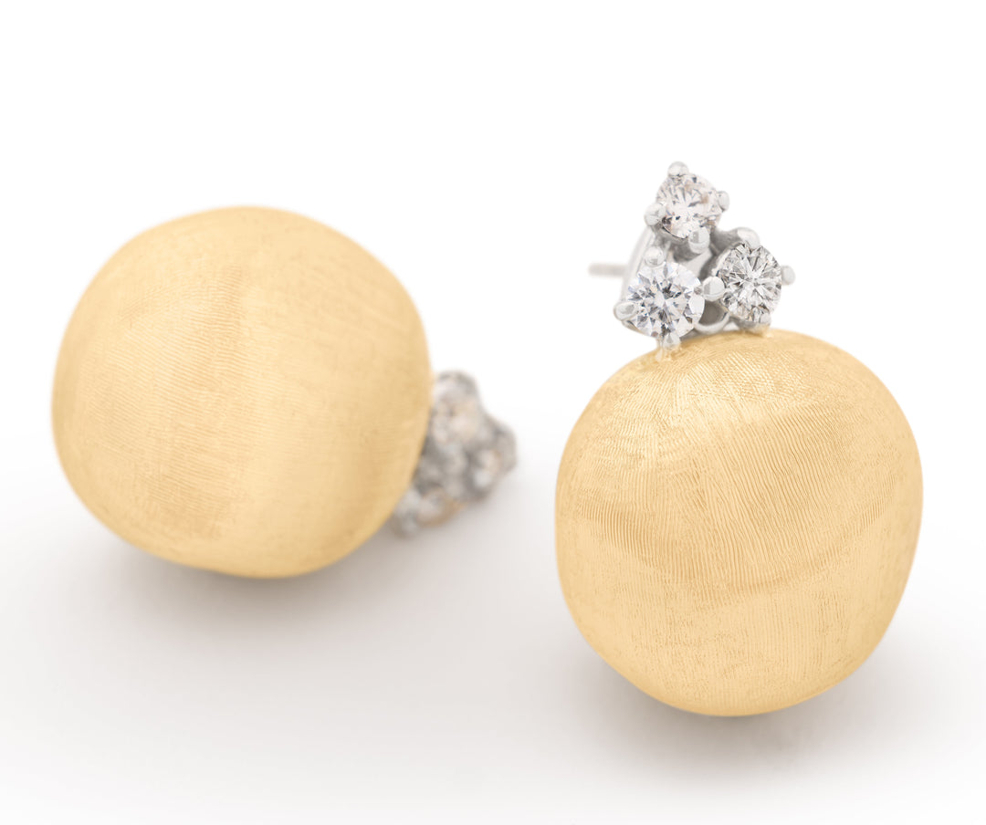 18K Yellow Gold Stud Earrings With Diamonds