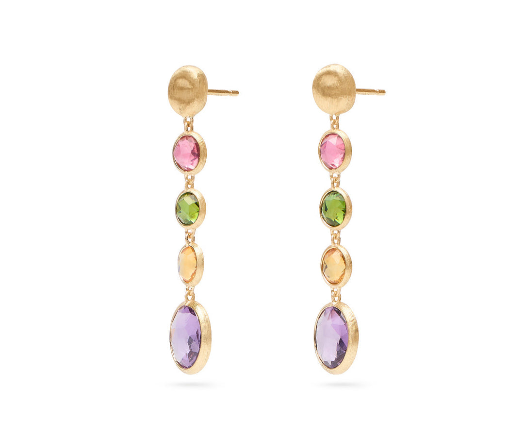 18K Yellow Gold Gemstone Drop Earrings