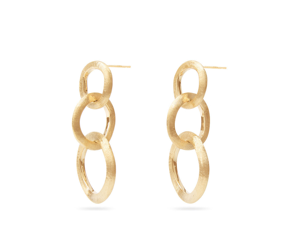 18K Yellow Gold Link Drop Earrings, Long