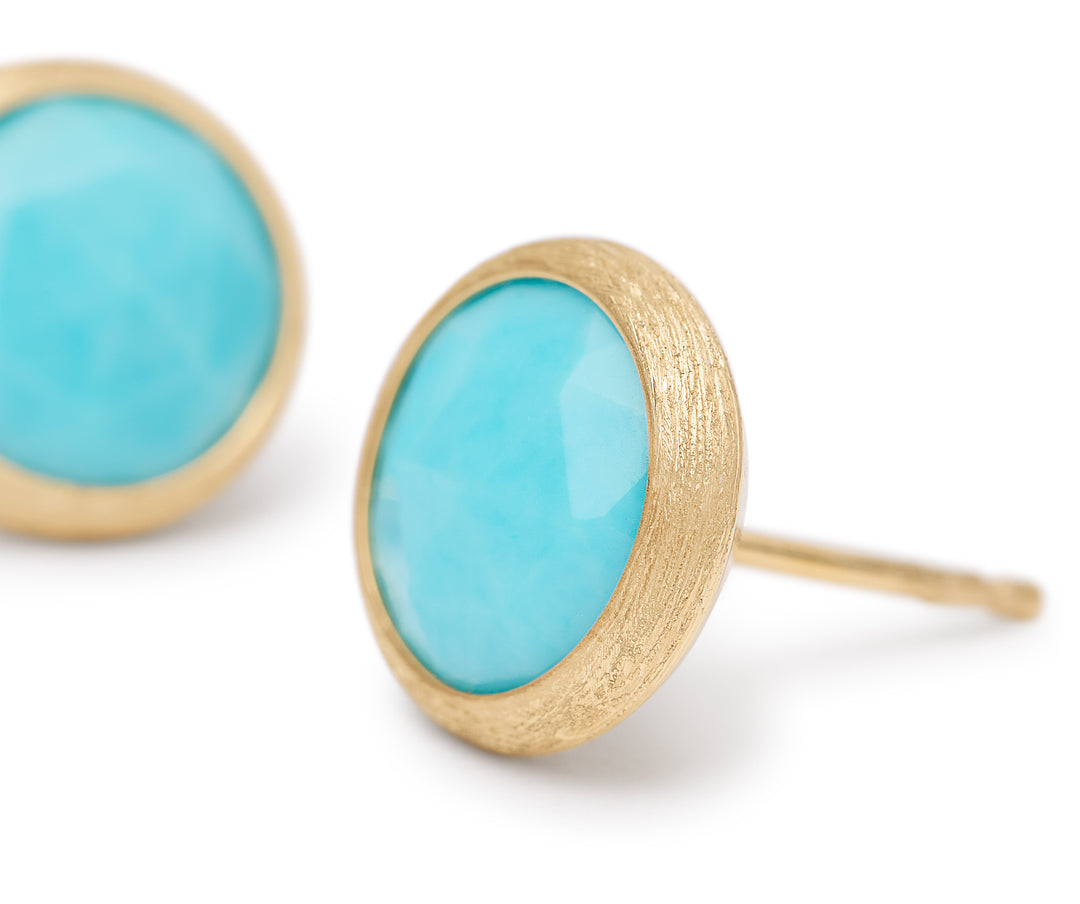 18K Yellow Gold Gemstone Stud Earrings