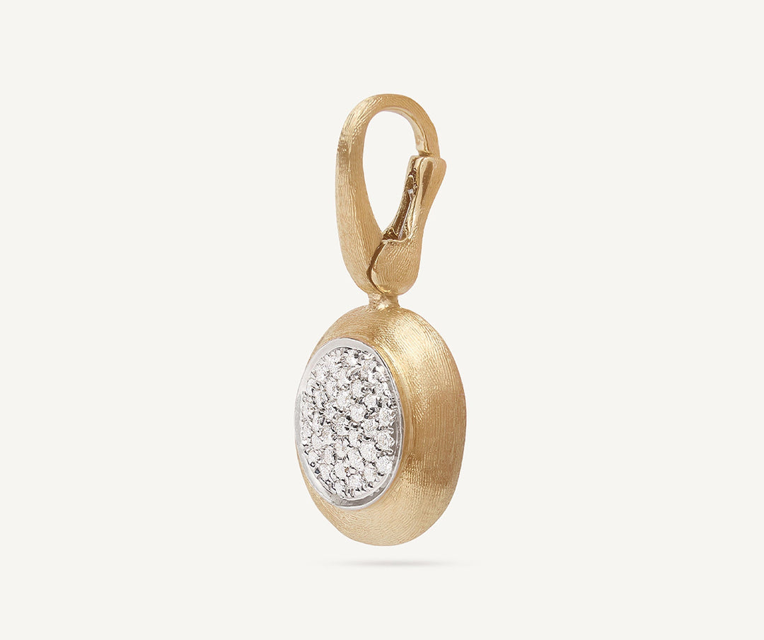 18K Yellow Gold Gemstone Diamond Pavé Pendant, Small