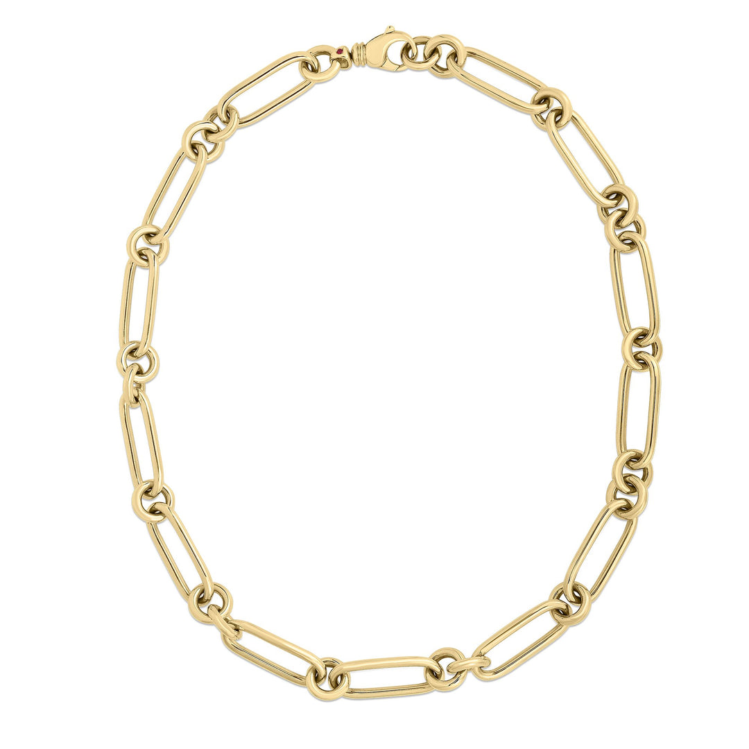 18K DESIGNER GOLD CLASSIC BOLD ALTERNATING LINK CHAIN