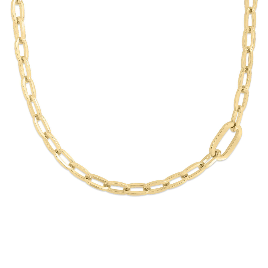 18K YELLOW DESIGNER GOLD SINGLE LARGE LINK PAPERCLIP CHAIN