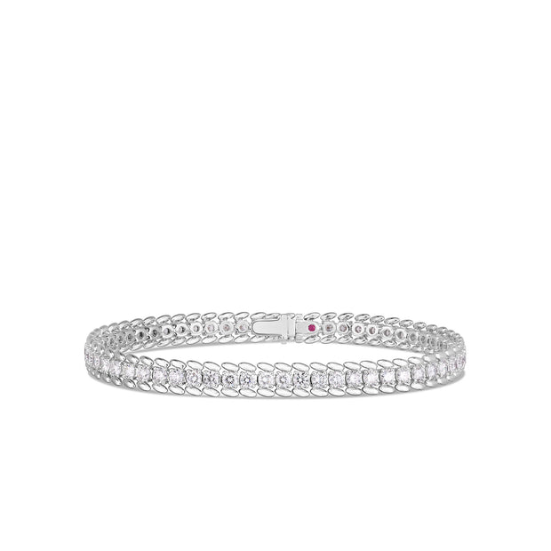 18K WHITE GOLD CLASSIC DIAMOND LARGE RIBBED TENNIS BRACELET