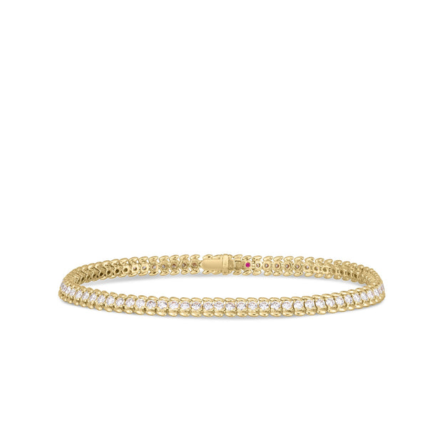 18K YELLOW GOLD CLASSIC DIAMOND RIBBED TENNIS BRACELET