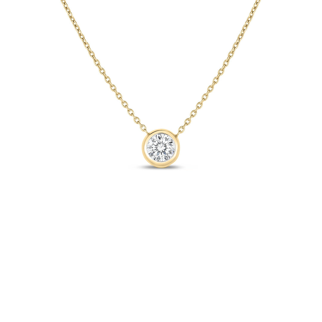 18K YELLOW GOLD DIAMONDS BY THE INCH BEZEL SET SOLITAIRE NECKLACE