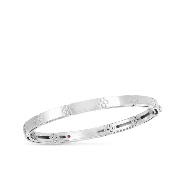 18K WHITE GOLD LOVE IN VERONA NARROW WIDTH BANGLE