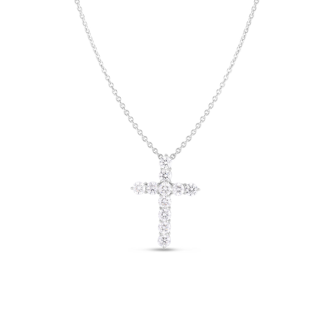 18K WHITE GOLD TINY TREASURES DIAMOND SLIVER CROSS NECKLACE