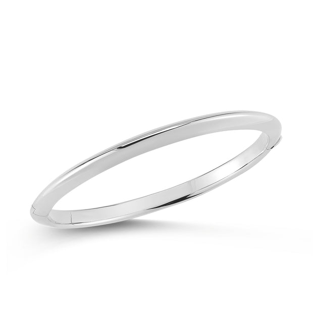 18K DESIGNER GOLD KNIFED EDGE BANGLE - 18K White Gold