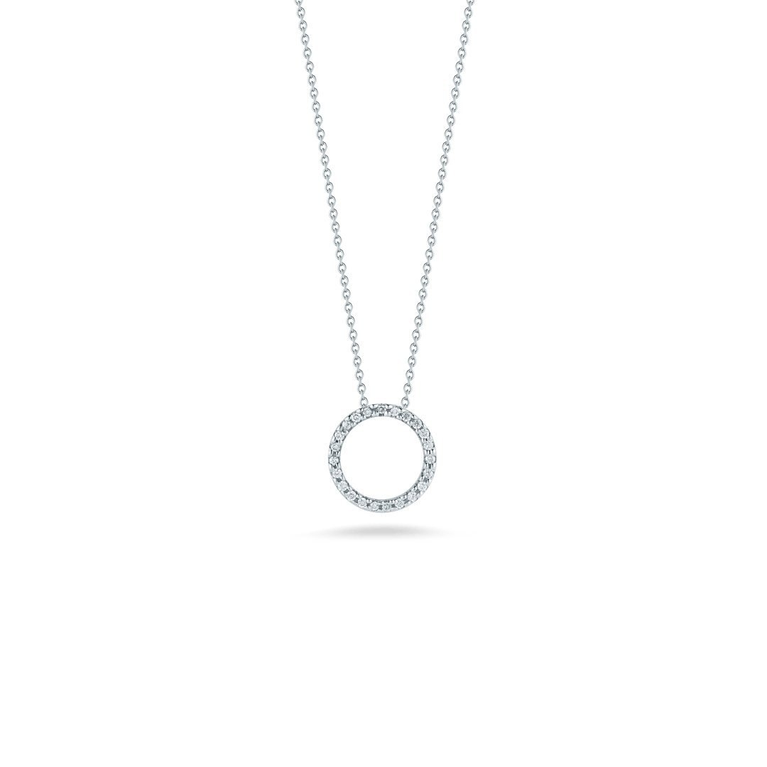 18K GOLD TINY TREASURES SMALL DIAMOND CIRCLE NECKLACE - 18K White Gold