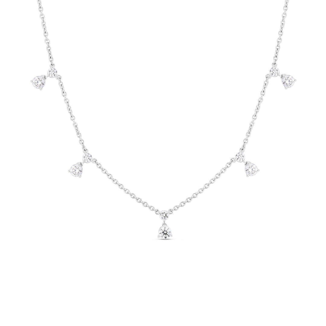 18K WHITE GOLD DIAMONDS BY THE INCH DANGLING 7 STATION NECKLACE