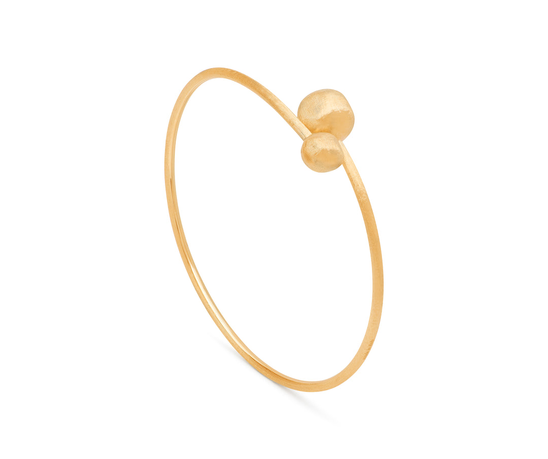 18K Africa Collection Yellow Gold Small Bead Kissing Bangle