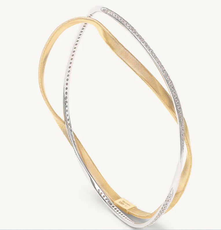 MARRAKECH  18K Yellow Gold 2-Strand Bangle With Diamonds