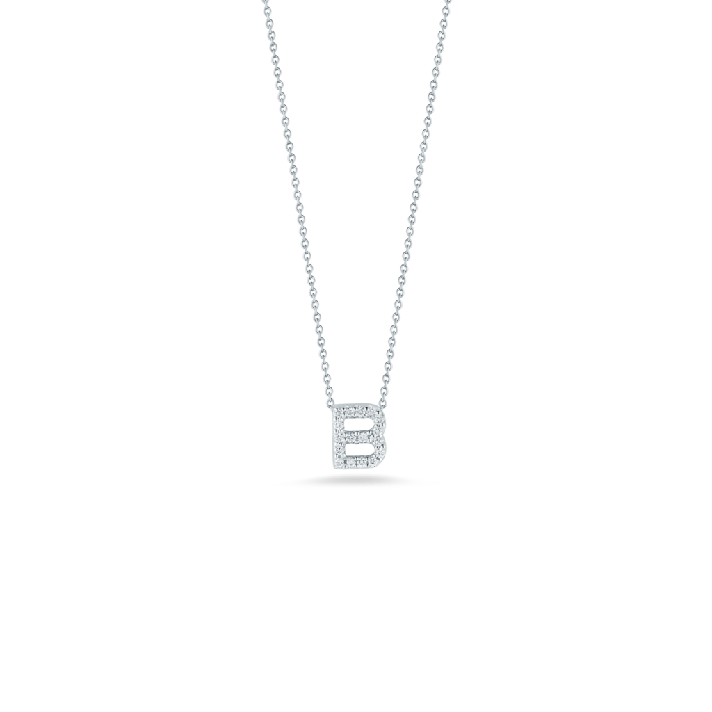 18K WHITE GOLD TINY TREASURES DIAMOND LOVE LETTER "B" NECKLACE