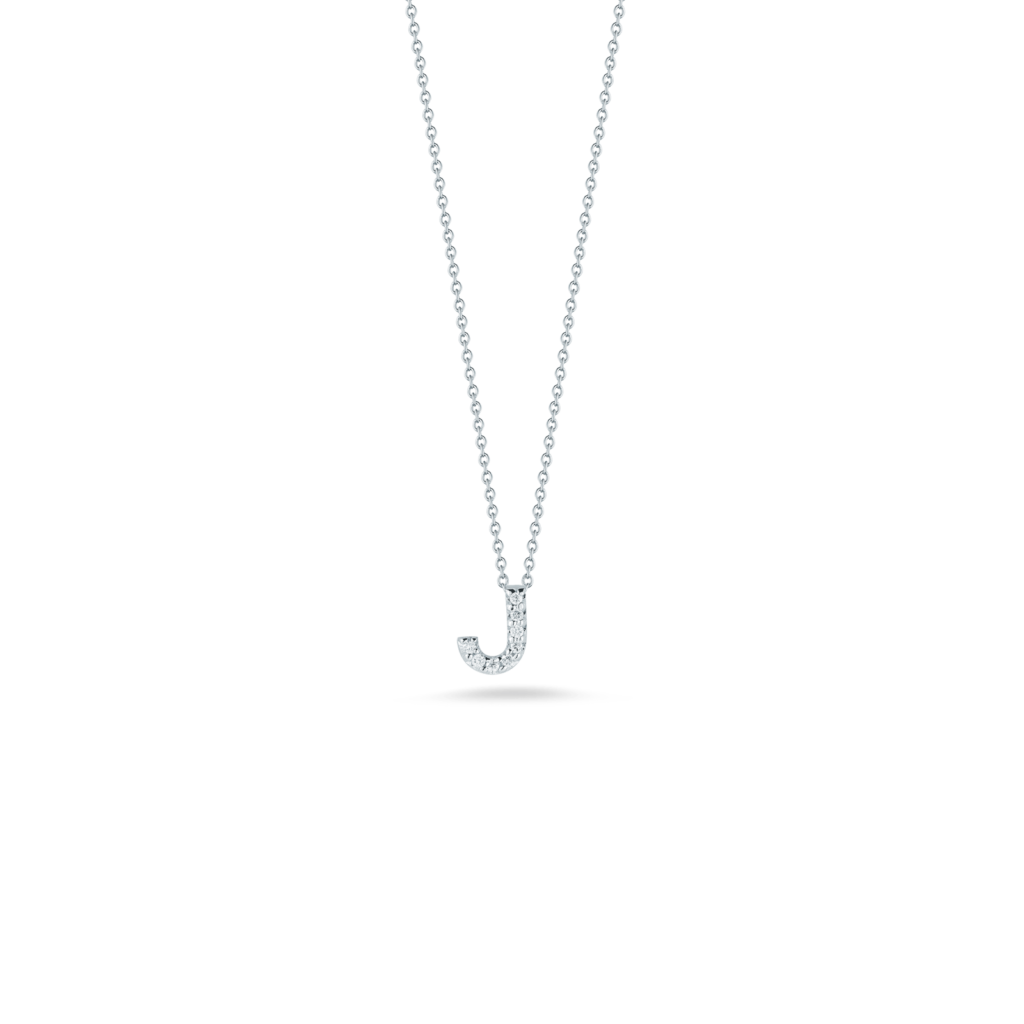 18K WHITE GOLD TINY TREASURES DIAMOND LOVE LETTER "J" NECKLACE