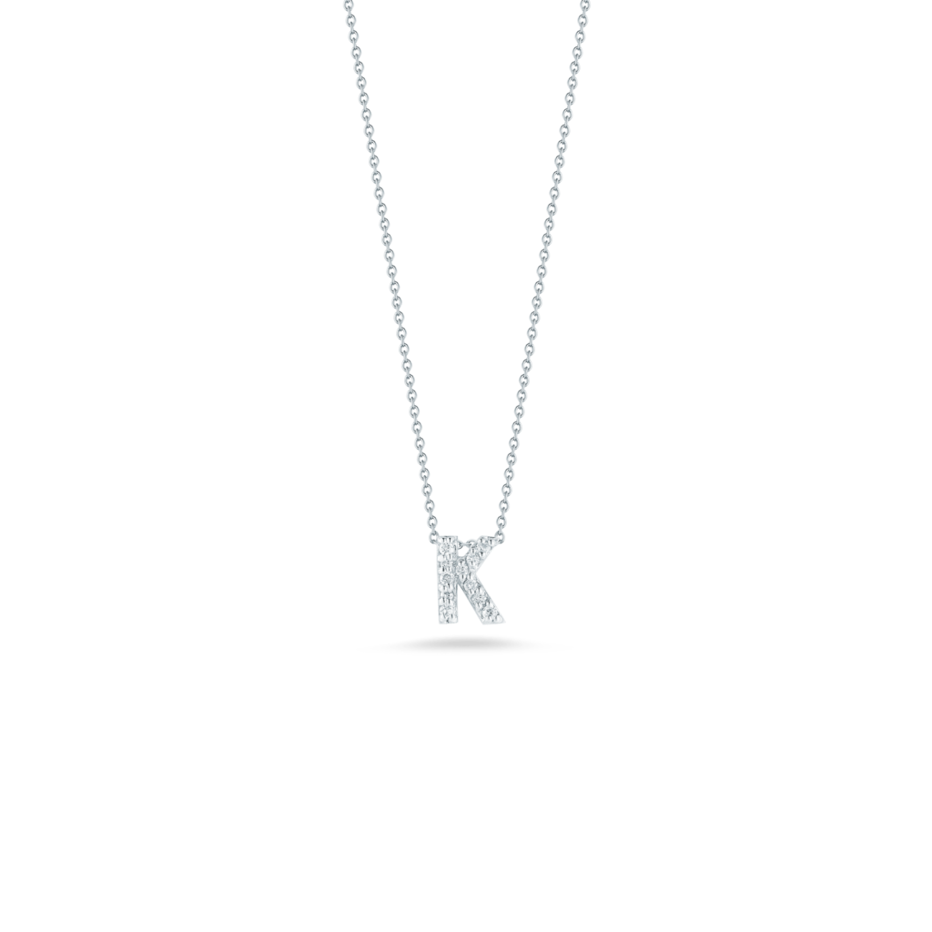 18K WHITE GOLD TINY TREASURES DIAMOND LOVE LETTER "K" NECKLACE