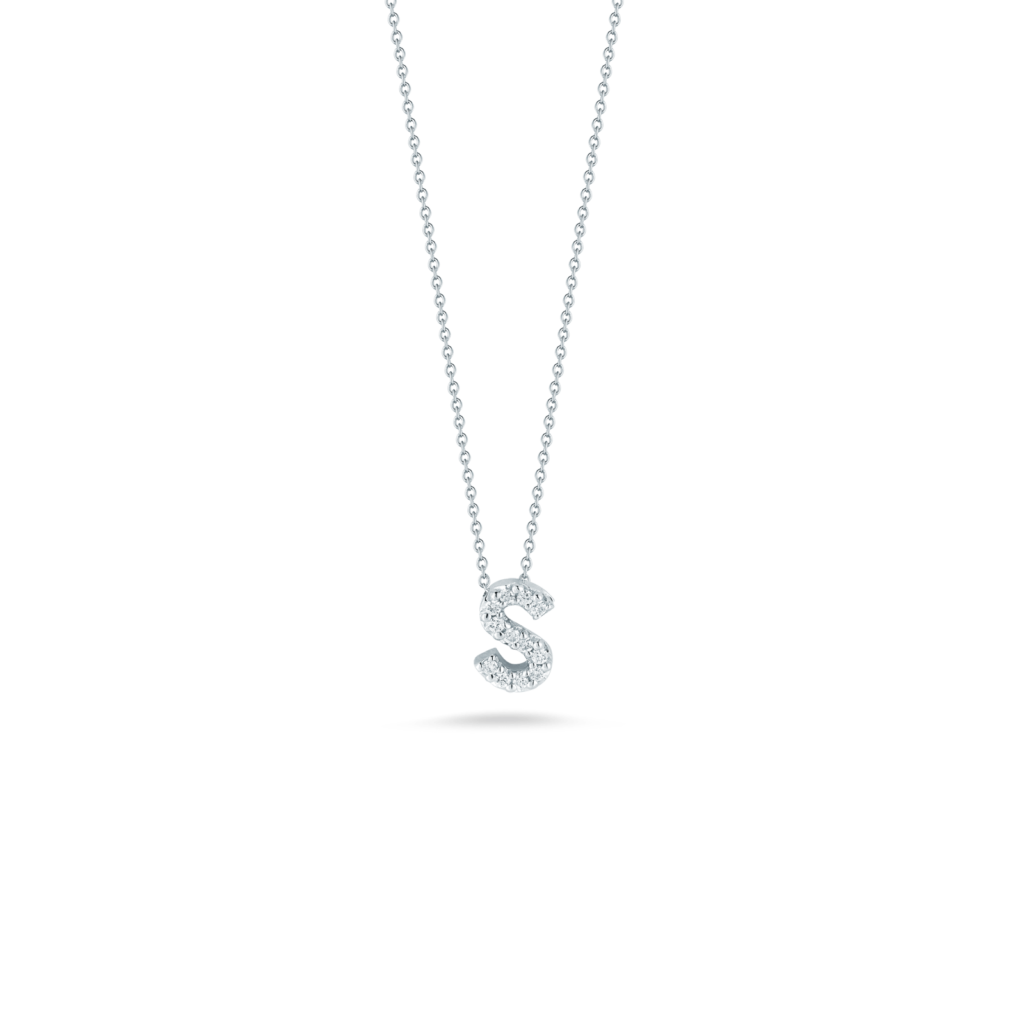 18K WHITE GOLD TINY TREASURES DIAMOND LOVE LETTER "S" NECKLACE