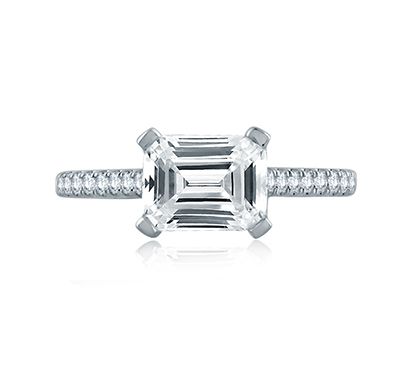 East/West Emerald Cut Modern Classic Engagement Ring