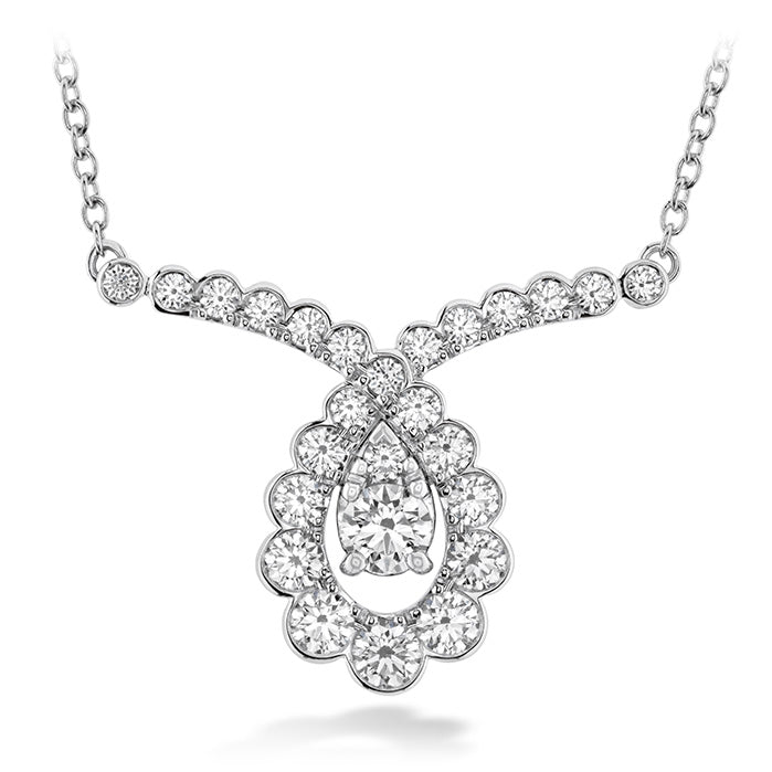 0.8 ctw. Aerial Regal Scroll Drop Necklace in 18K White Gold