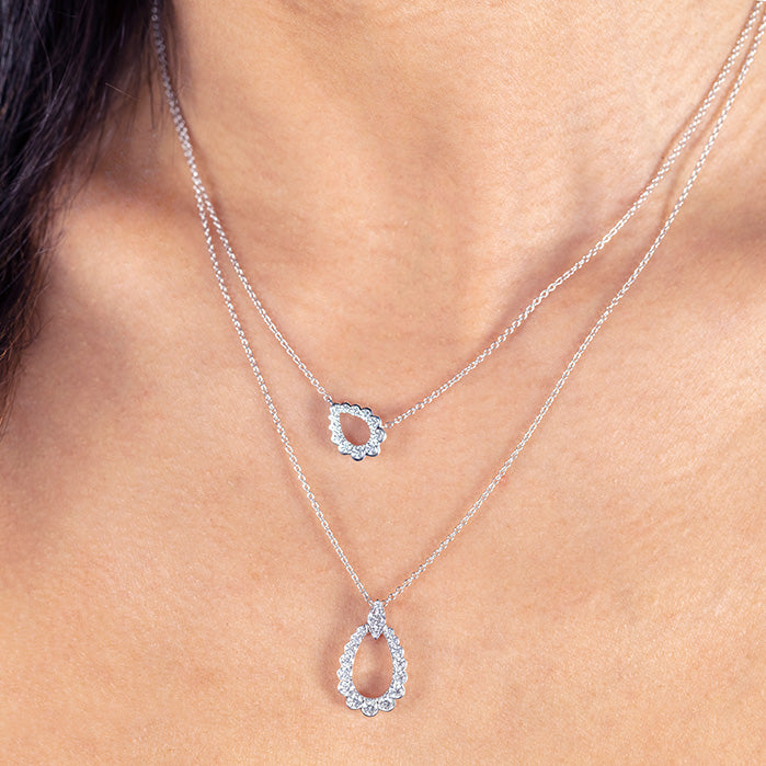 0.3 ctw. Aerial Regal Scroll Teardrop Necklace in 18K White Gold