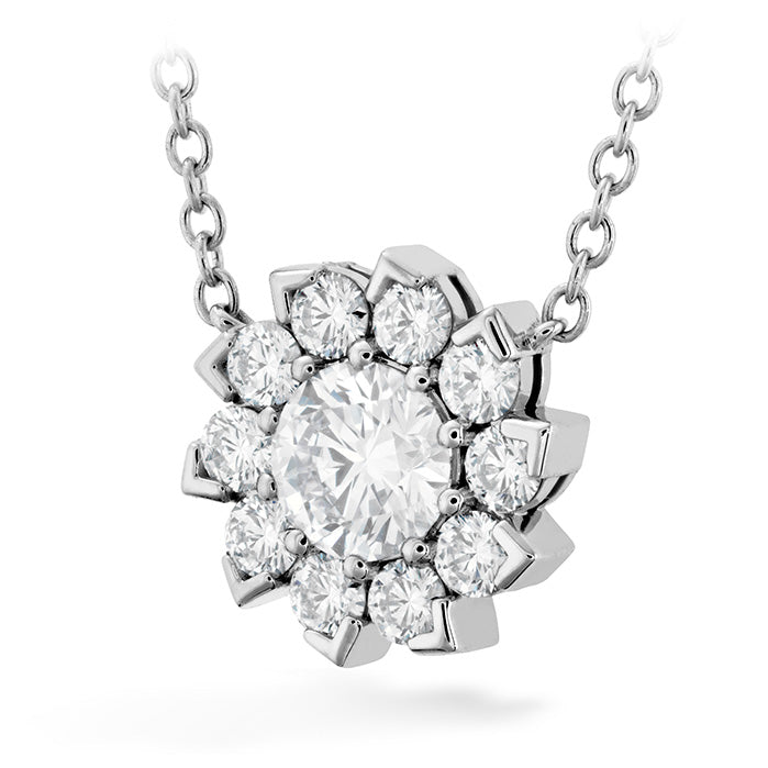 0.9 ctw. Aerial Sol Halo Necklace in 18K White Gold