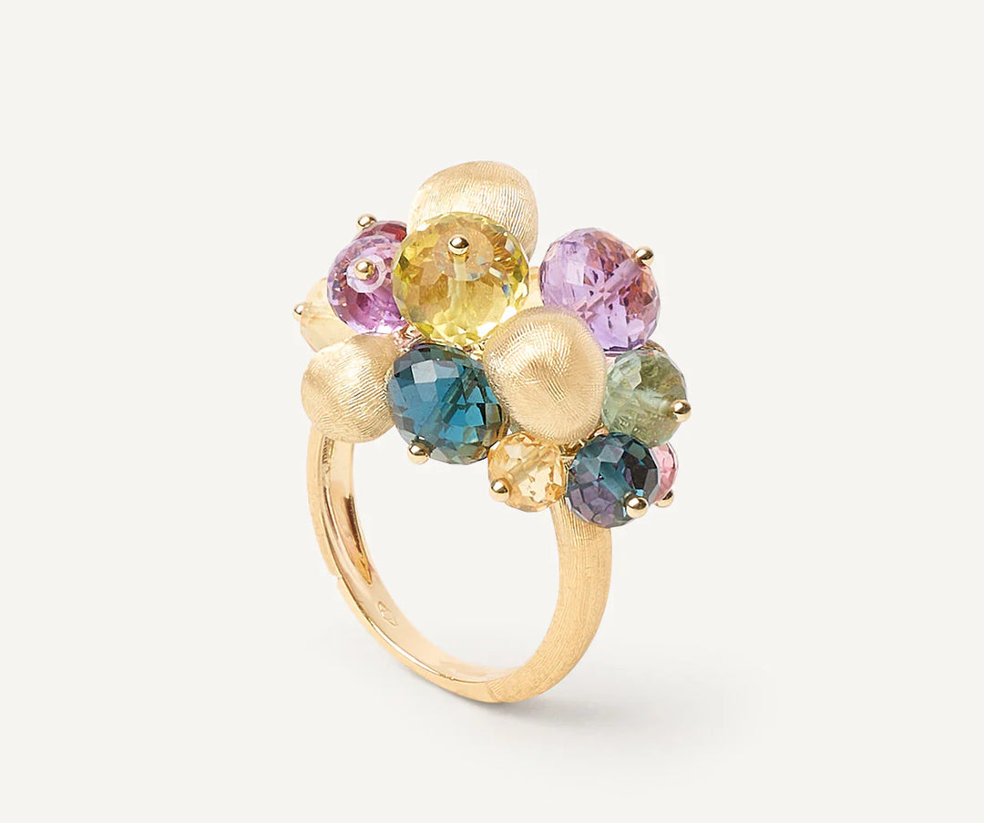 18K Yellow Gold Mixed Gemstone Cocktail Ring