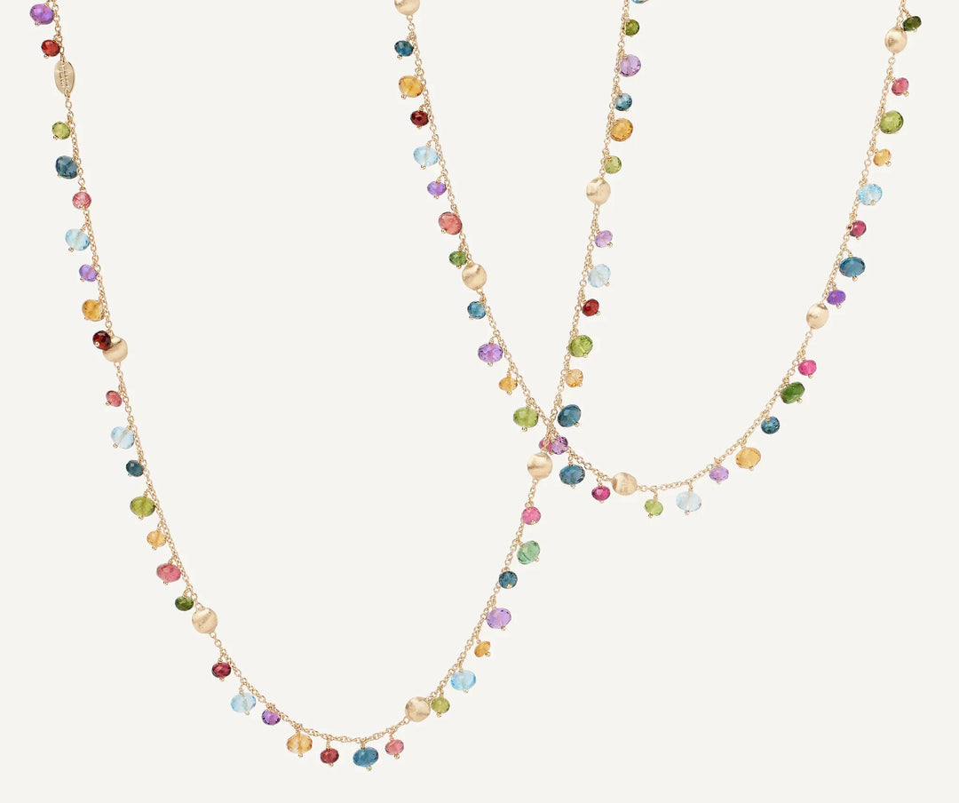 18K Yellow Gold Mixed Gemstone Long Necklace