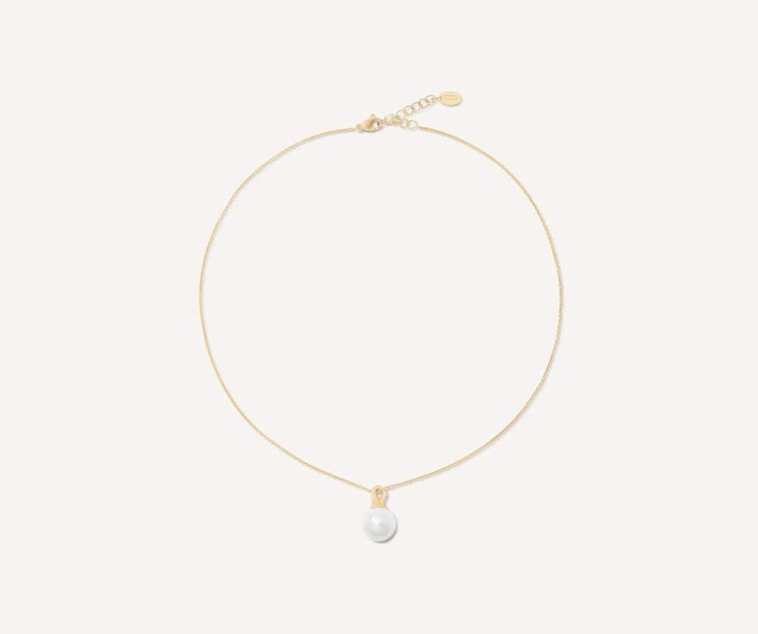 18K Yellow Gold Pearl Pendant Necklace