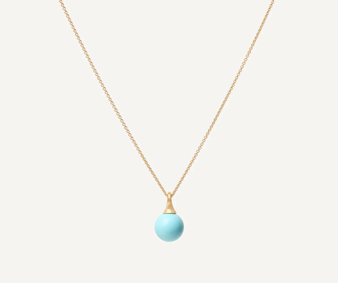 18K Yellow Gold Turquoise Pendant Necklace