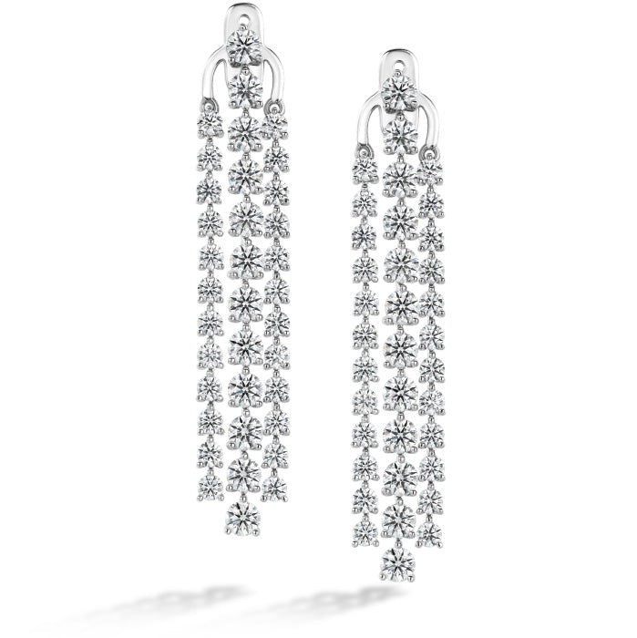 7.67 ctw. Cascade Stiletto Earring 3 Row in 18K White Gold