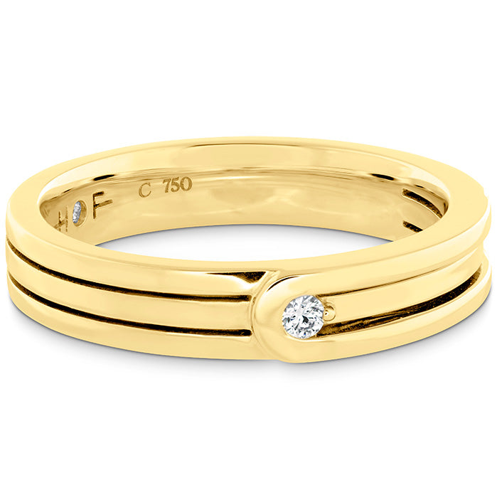 0.03 ctw. Coupled Encompass Triple Row Band 4mm in 18K Yellow Gold