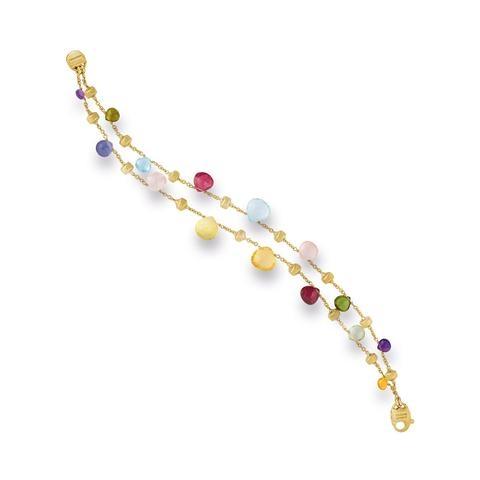 18k Paradise Collection Mixed Stone Two Strand Graduated Bracelet