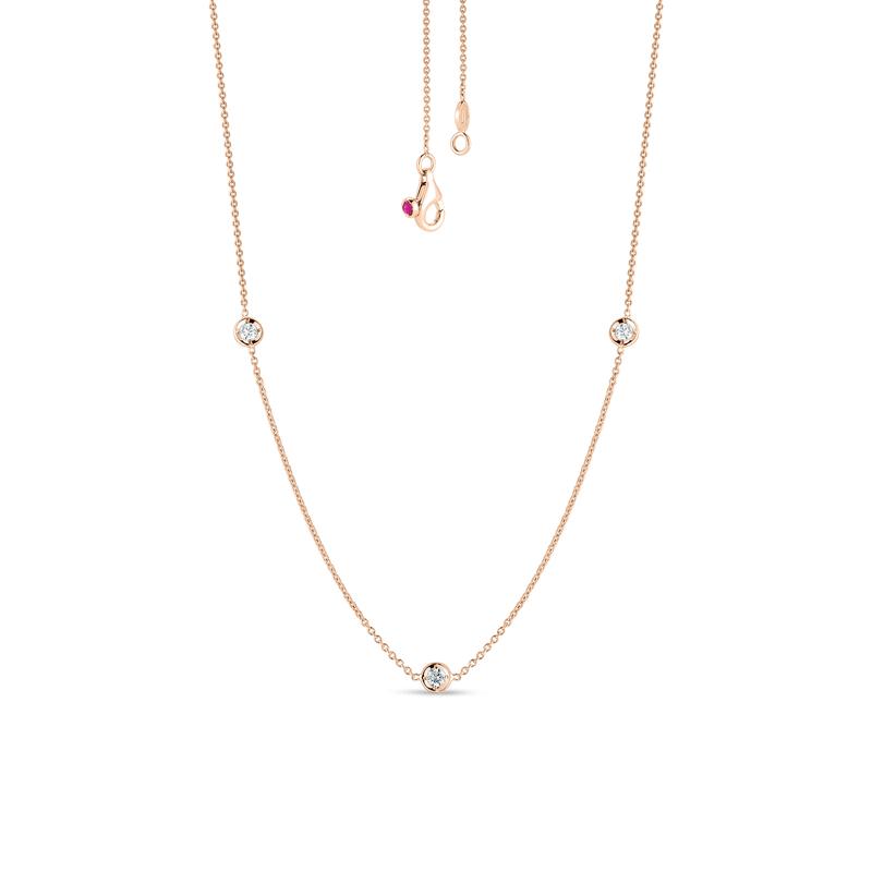 18K Gold Necklace with 3 Diamond Stations