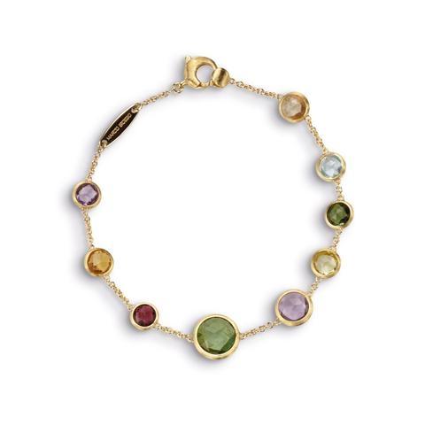 18K Jaipur Collection Yellow Gold Single Stand Mixed Gemstone Bracelet