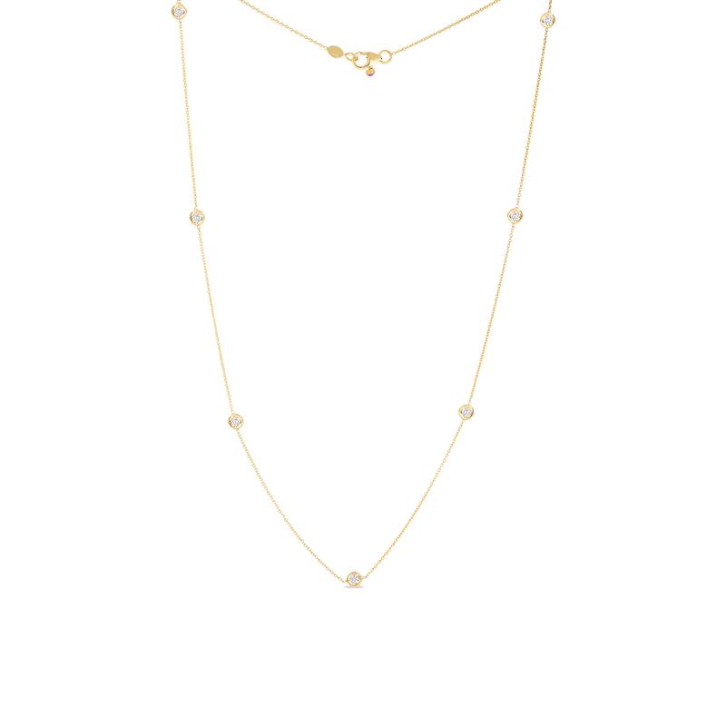 18K Gold Necklace with 7 Diamond Stations