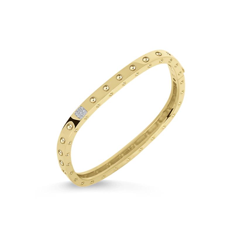 18K POIS MOI 1 ROW SQUARE BANGLE WITH DIAMONDS