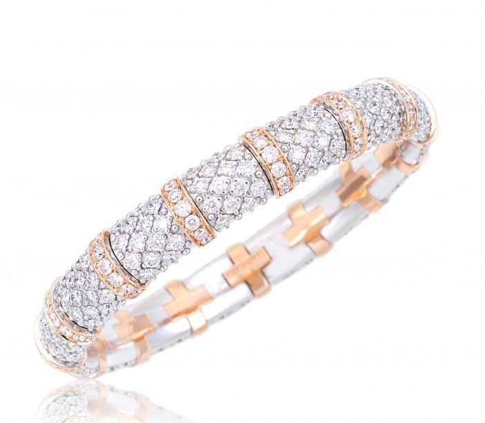 Xpandable White and Yellow Gold Diamond Lace Bracelet