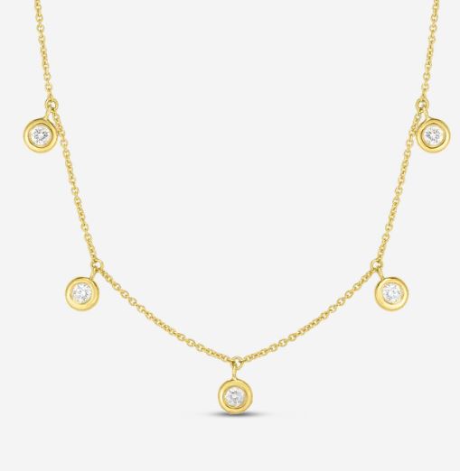 18K 5 DIAMOND DROP STATION NECKLACE