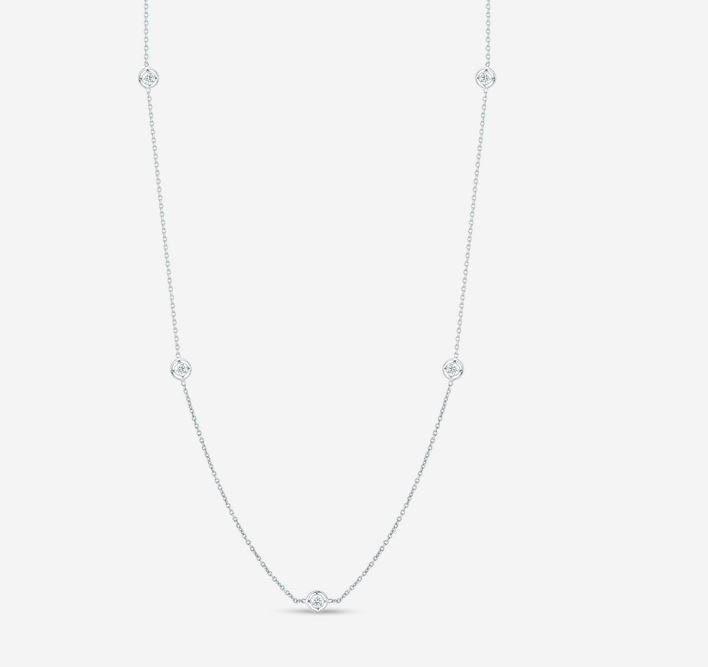 18K Gold Necklace with 7 Diamond Stations