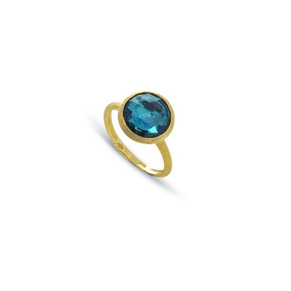 18K Yellow Gold & London Blue Topaz Ring