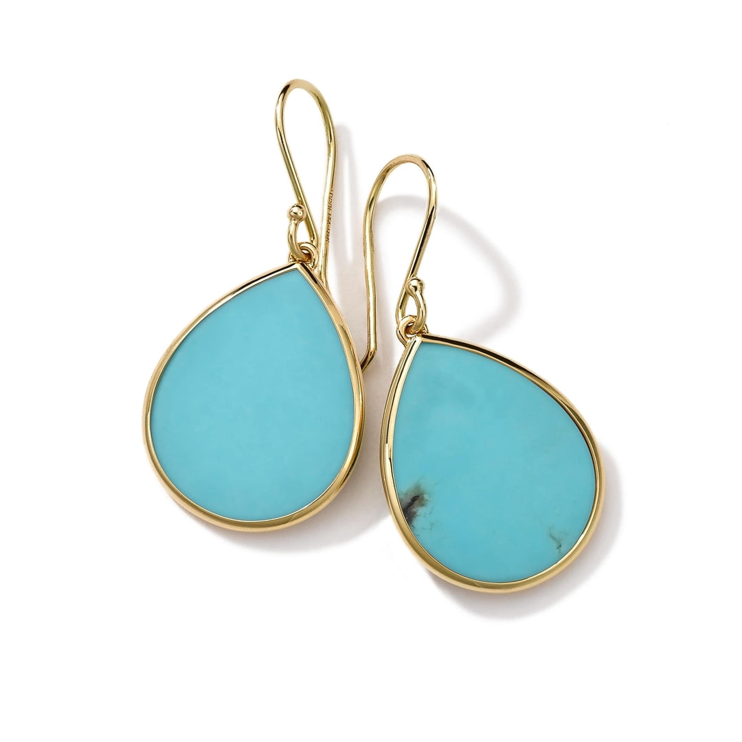 18K Polished Rock Candy Mini Teardrop Earrings in Turquoise