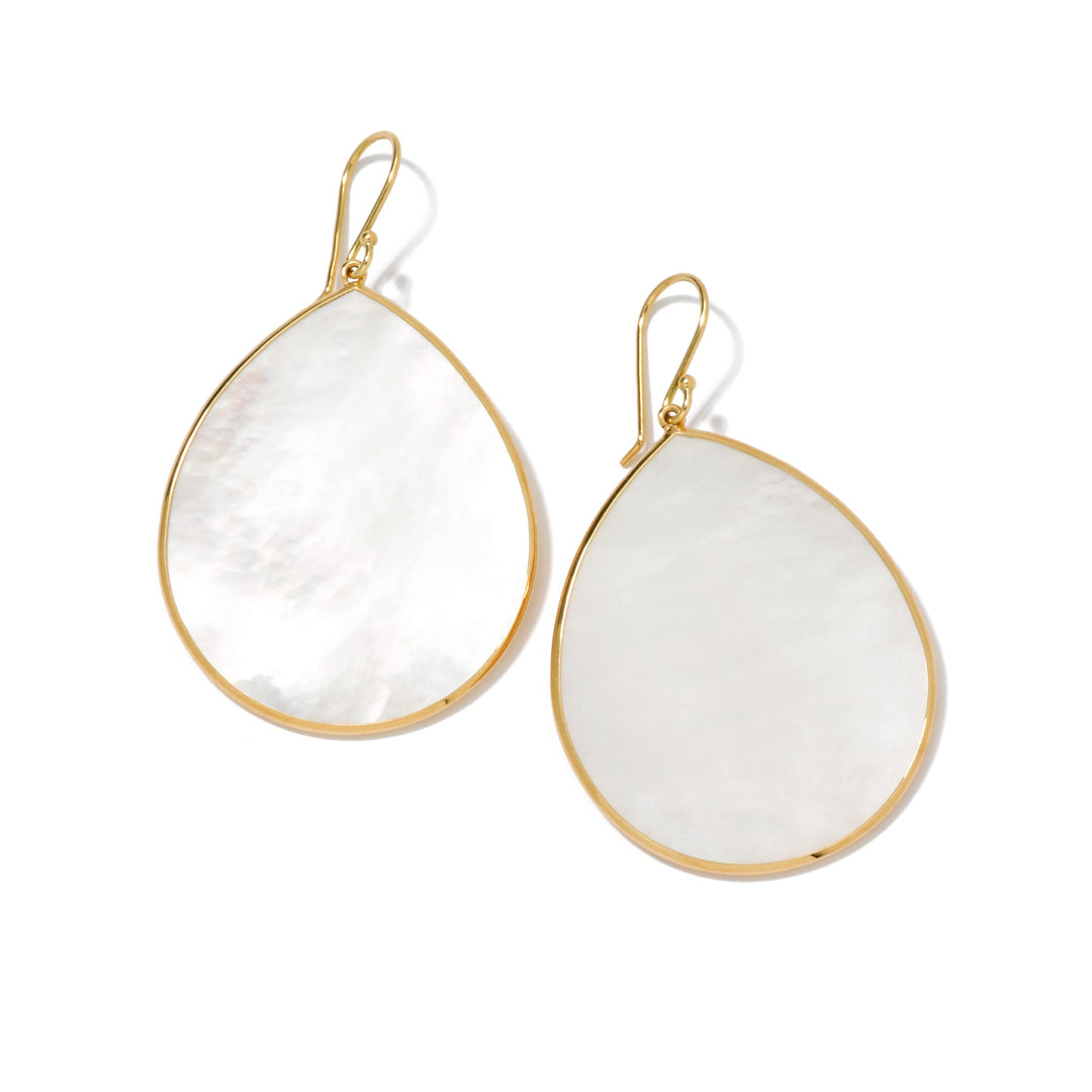 18K Polished Rock Candy Large Teardrop Earrings in Mother-of-Pearl