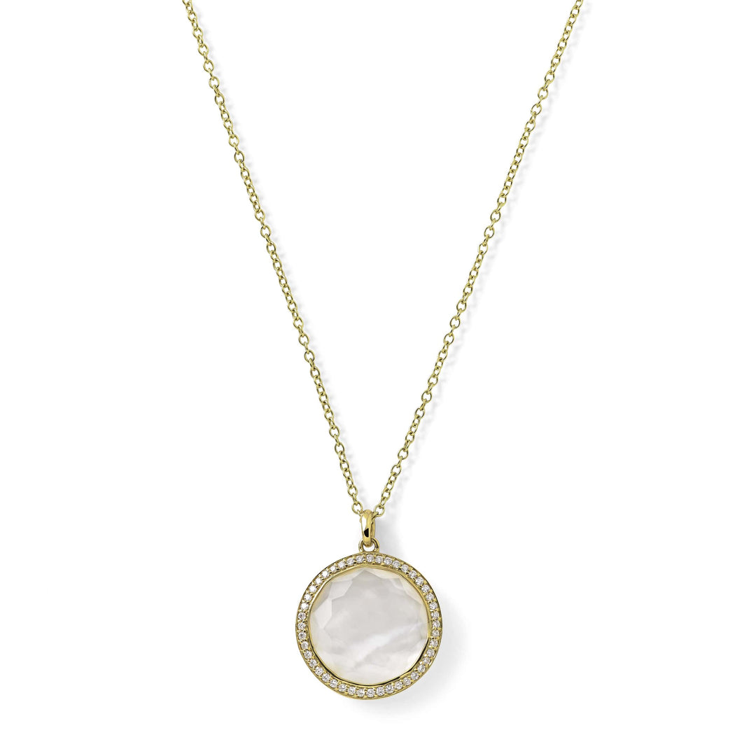 18K Lollipop® Medium Pendant in Mother-of-Pearl Doublet & Dia Pavé (.33ctw)16-18