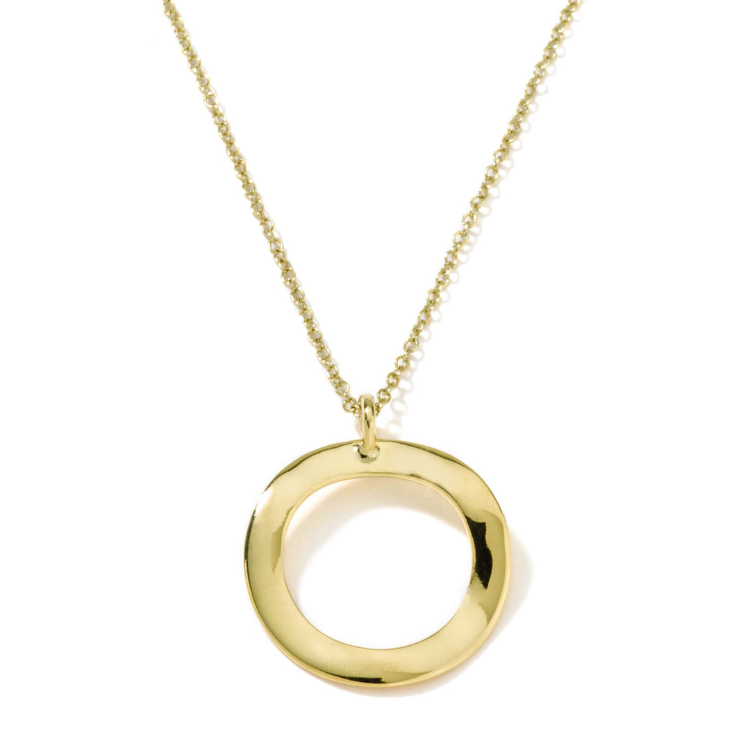 18K Classico Mini Wavy Circle Pendant Necklace 16-18"