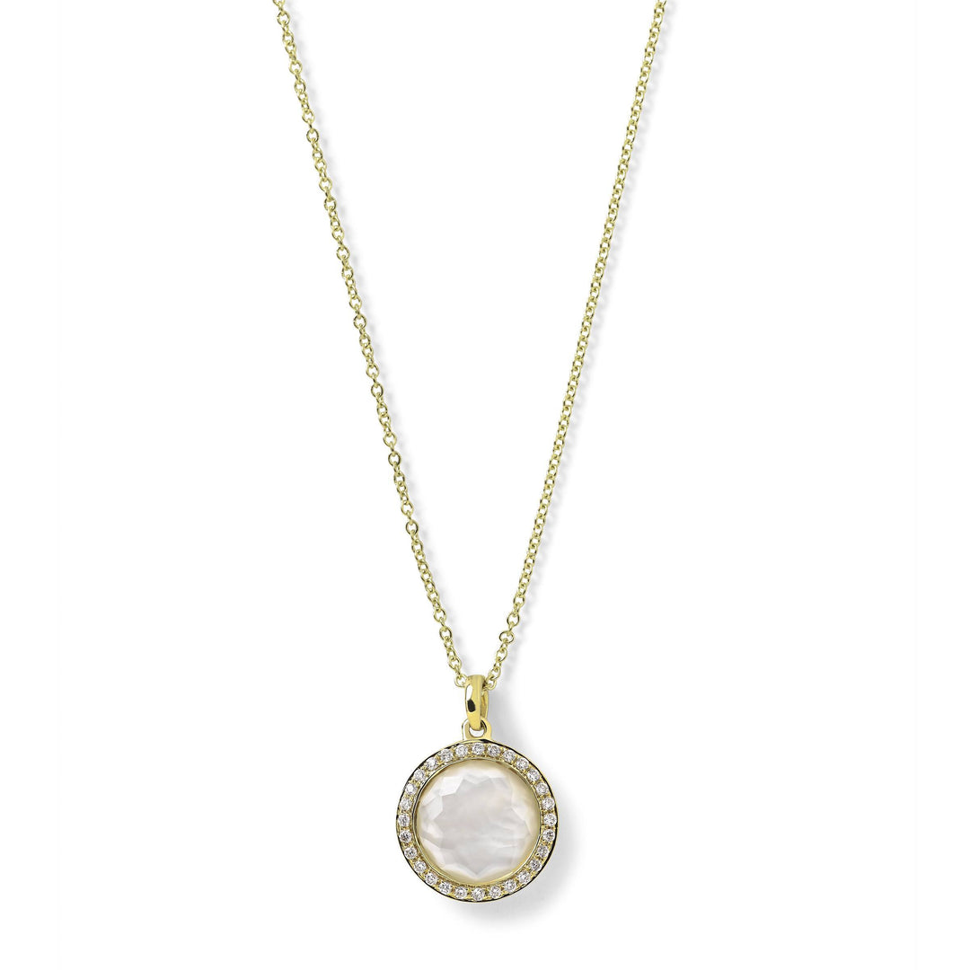 18K Lollipop® Mini Pendant Necklace in Mother-of-Pearl Doublet with Dia Pavé (0.14ctw) 16-18"