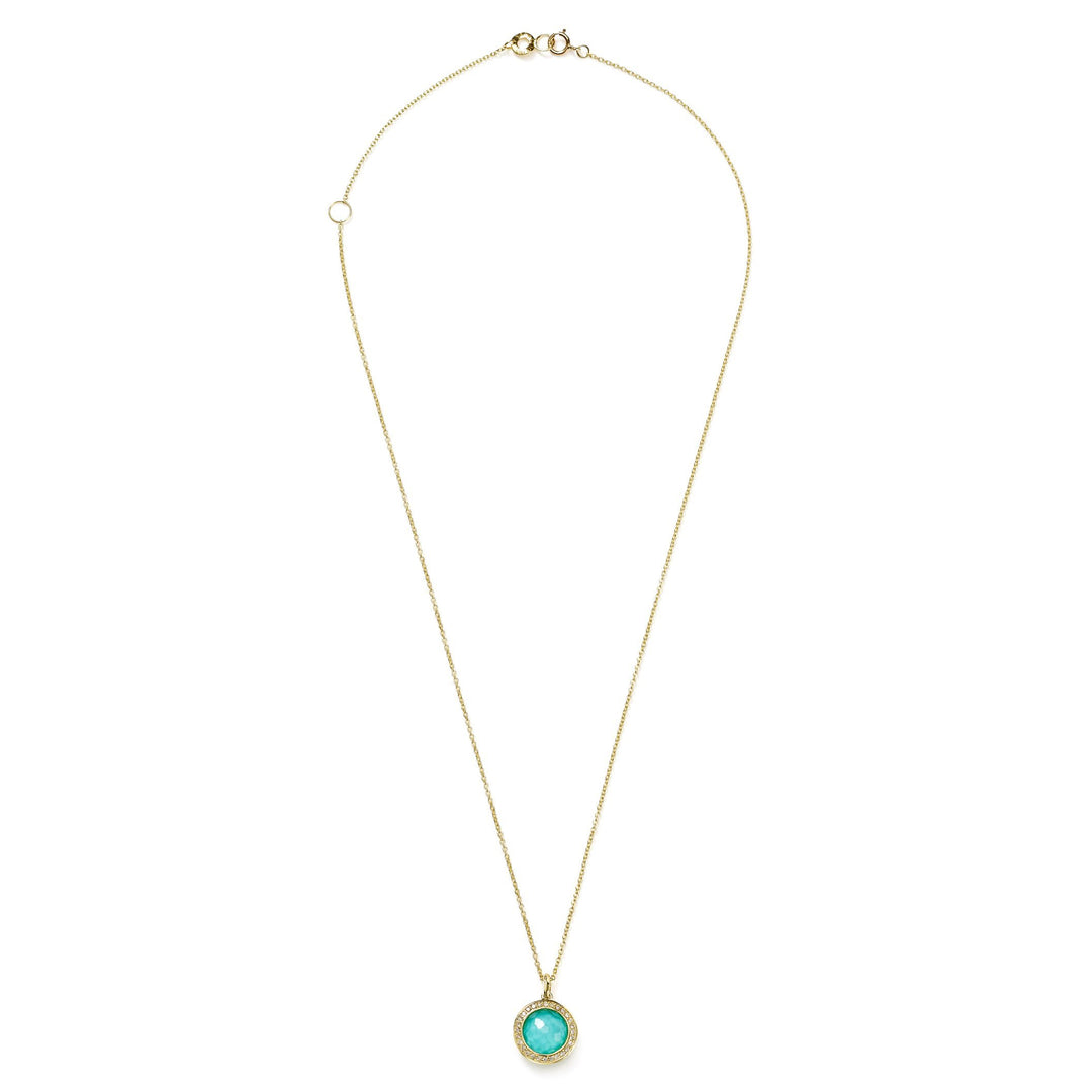 18K Lollipop® Mini Pendant Necklace in Turquoise Doublet w Dia Pavé (.14ctw) 16-18"